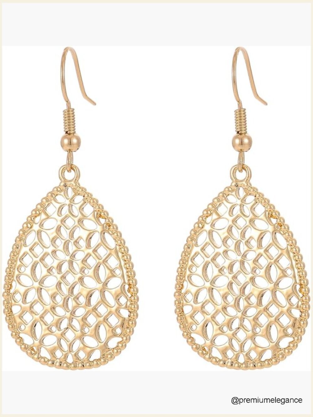 Gold Plated Teardrop Dangle Earrings - Hypoallergenic Hollowed-Out Water Drop